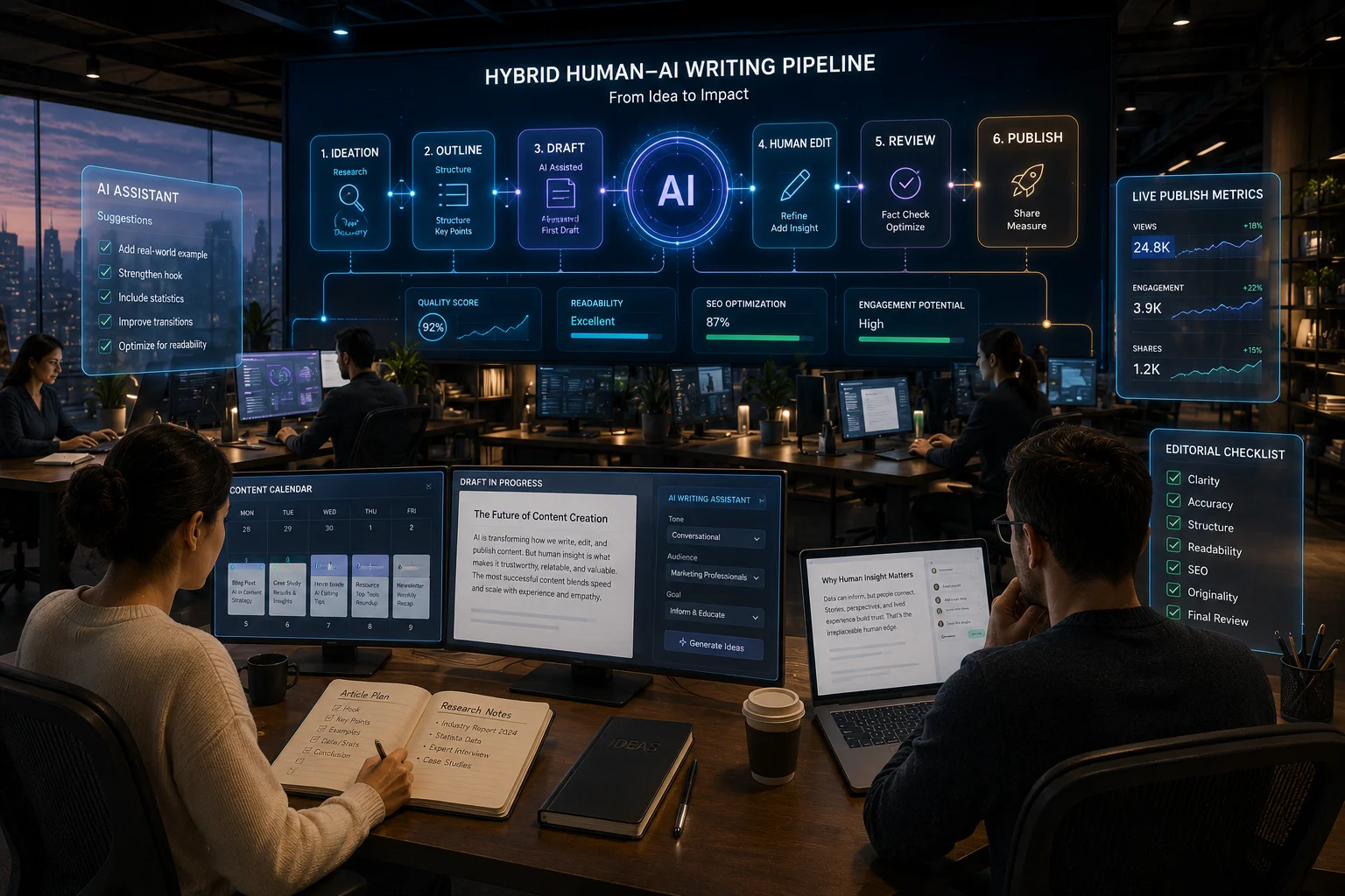 How to Build Human-AI Collaborative Writing Workflows: 15 Scalable Systems