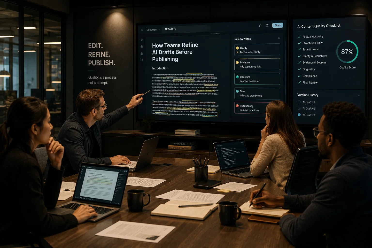How Teams Refine AI Drafts Before Publishing: 15 Editorial Quality Controls