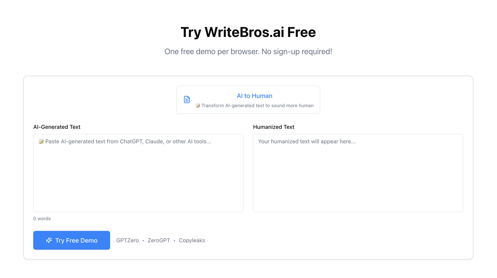 WriteBros.ai demo preview