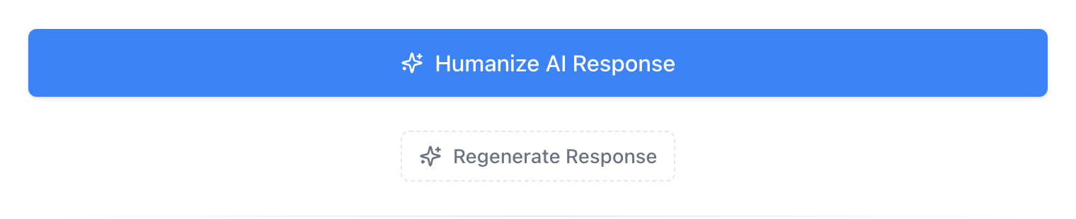 WriteBros.ai Humanize AI Response and Regenerate Response buttons under the main editor